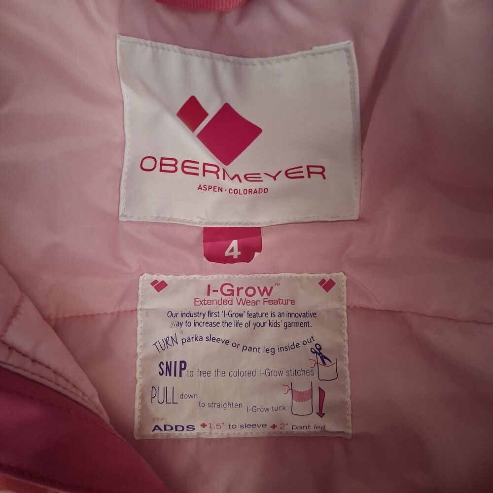 Obermeyer Kid's Ashor Insulated Snow Jacket, Toddler Size 4 Peony Puffs Winter - Picture 11 of 13